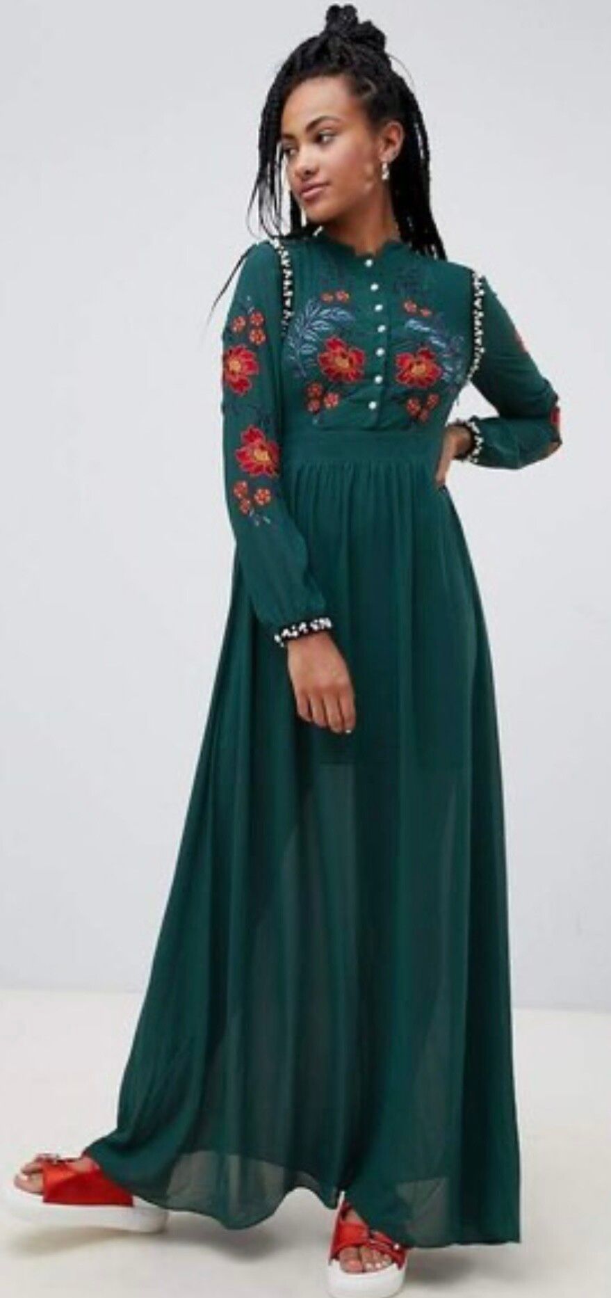 Glamorous Green Floral Maxi Dress