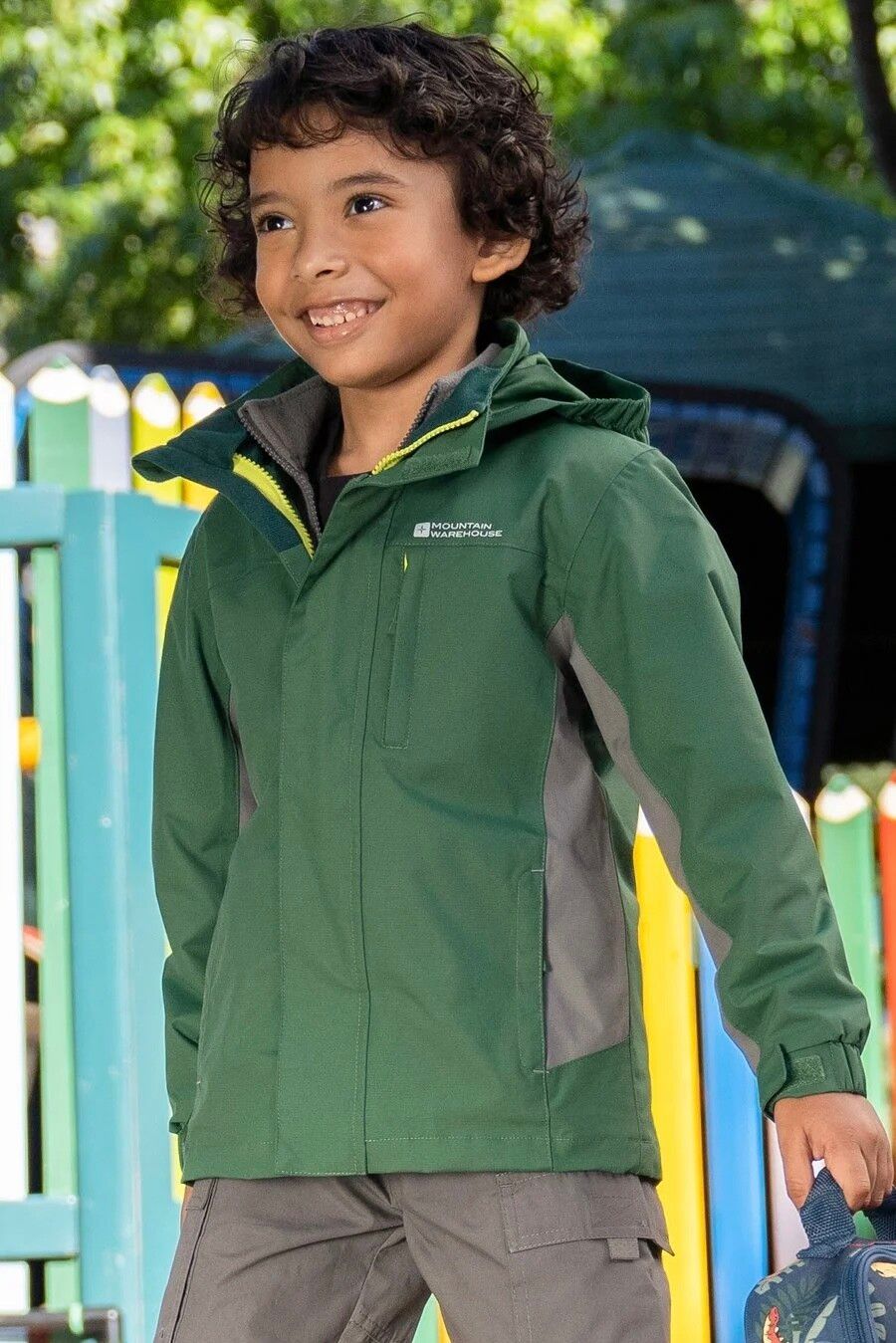 Mountain Warehouse Green waterproof jacket with removable inner fleece.
