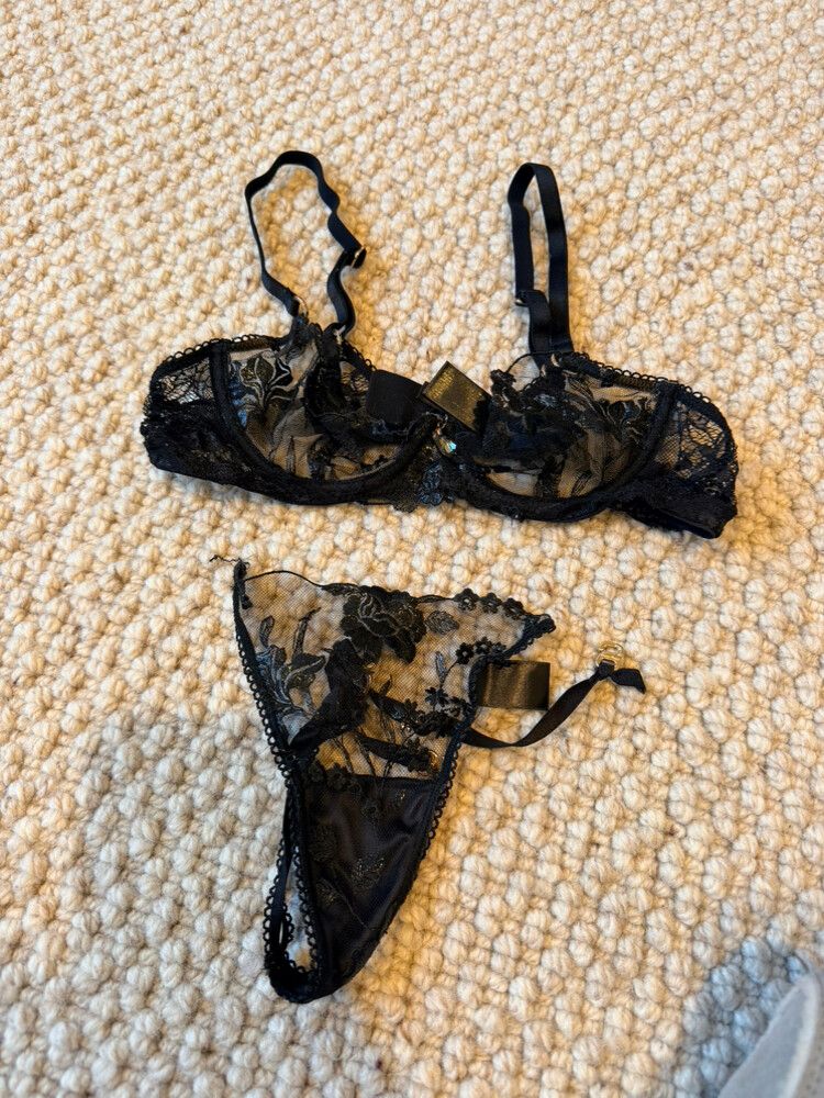 Honeybirdette Black Bra and G-String Set