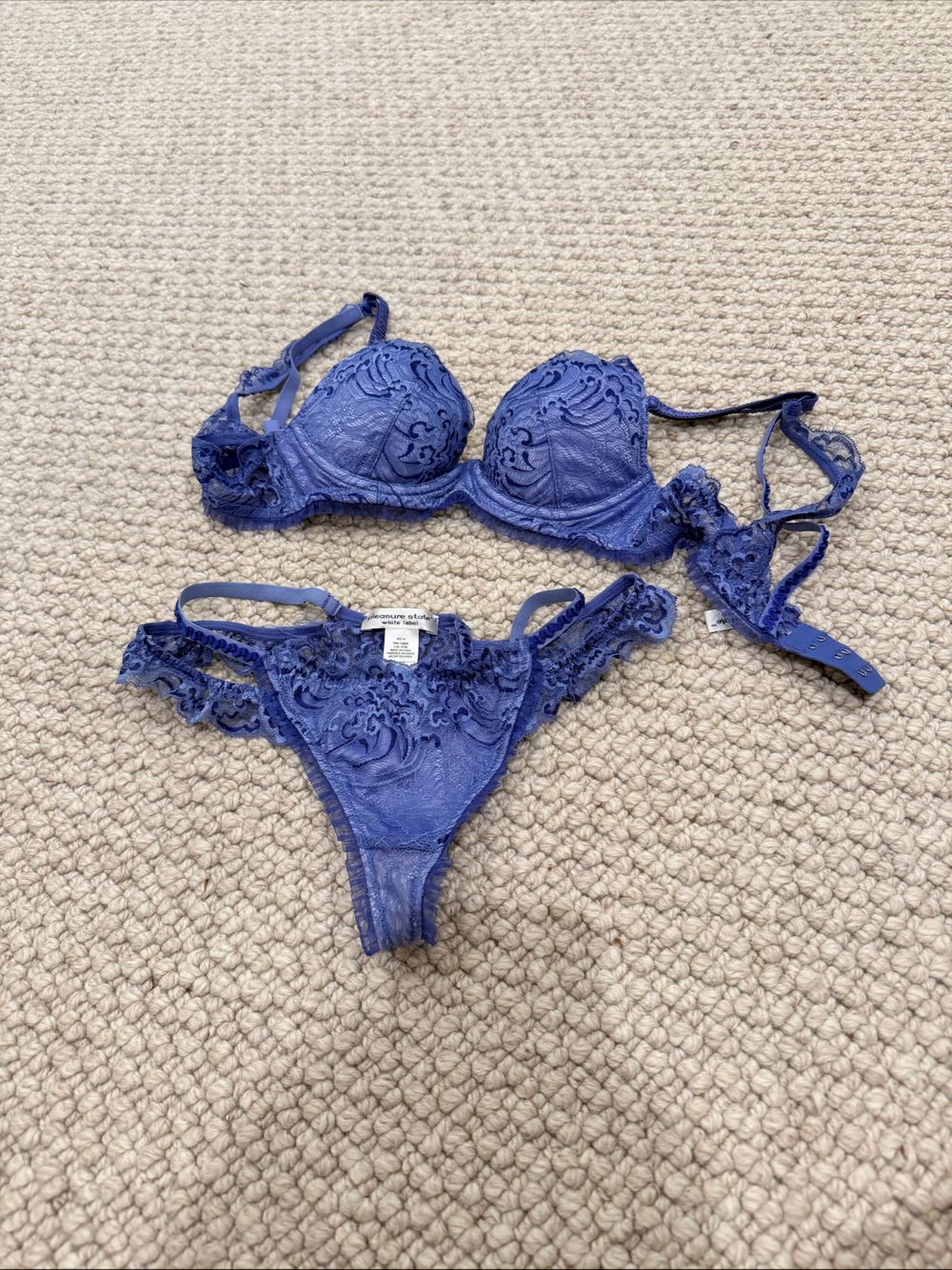 Pleasure State Blue Lace Bra and Panty Set