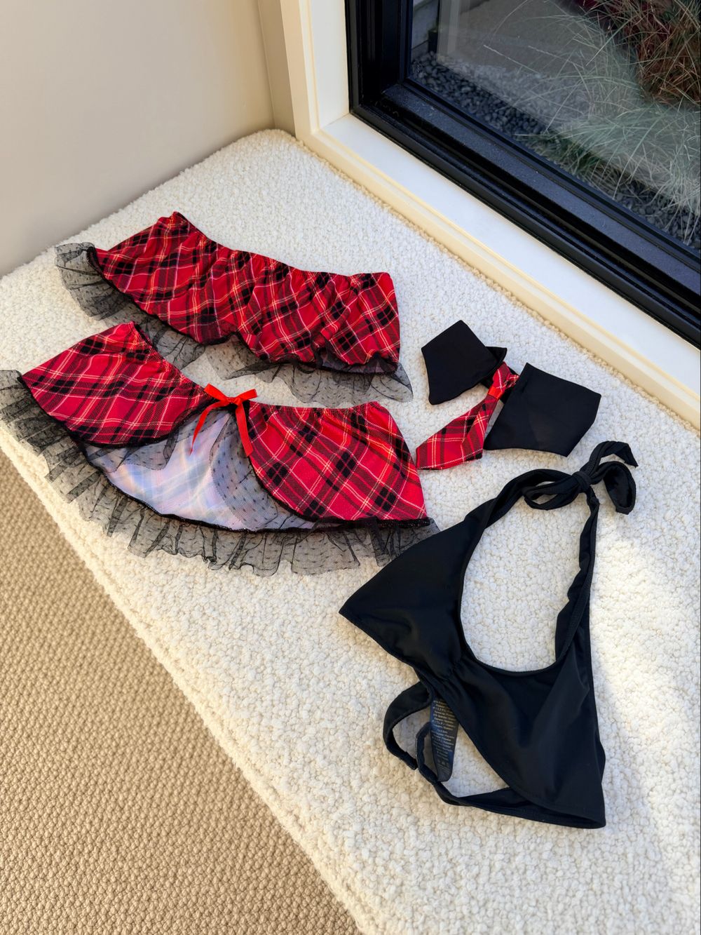 Dreams By Baci Lingerie Red Plaid Lingerie Set