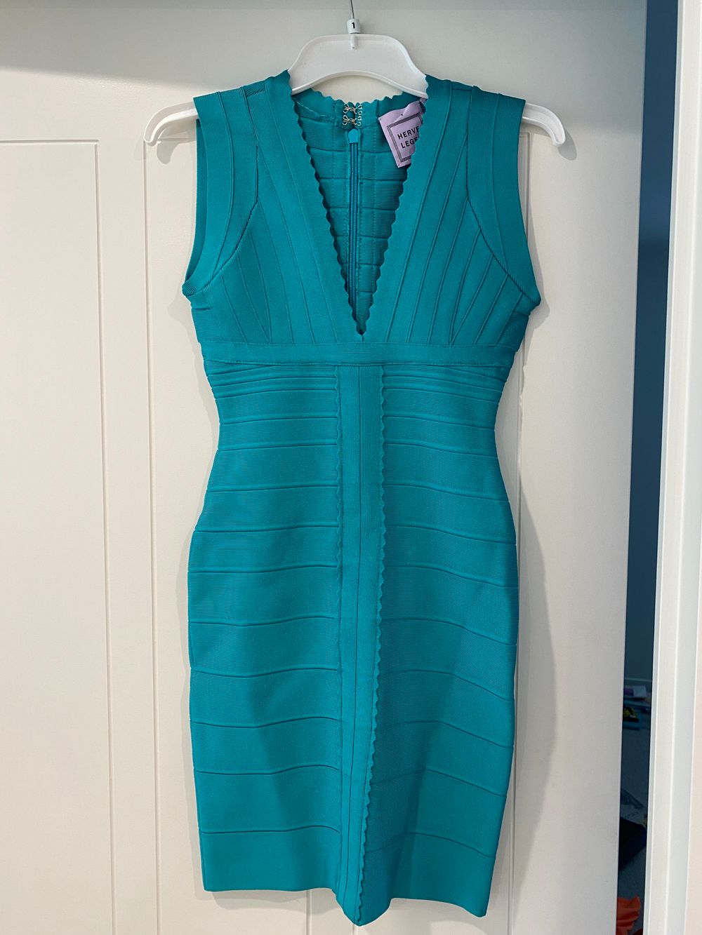 Herve Leger - Herve Leger Bandage Dress Turquoise 99% NEW on Designer  Wardrobe