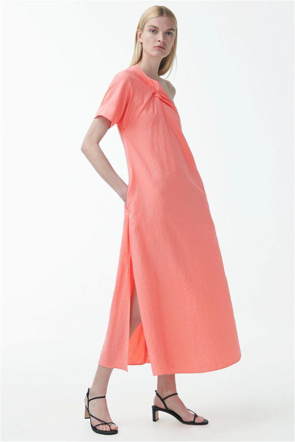 COS - COS Pink Maxi One Shoulder Dress on Designer Wardrobe
