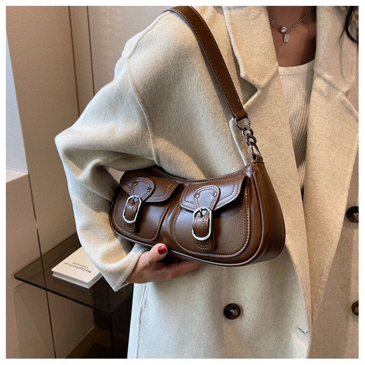 BikeyBag - Brand New Dark Brown Leather Multi Pocket Shoulder Bag