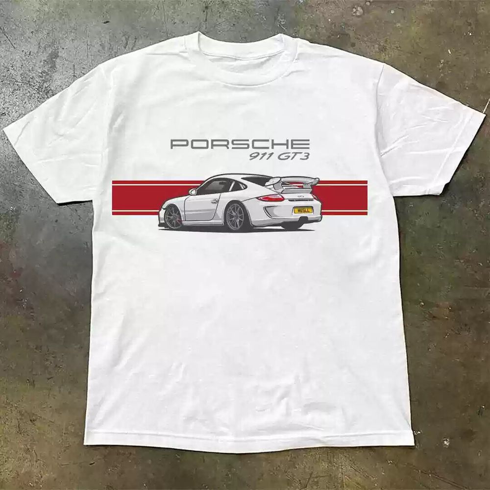 BikeyBB Tee - Brand New Porsche 911 GT3 White Pure Cotton Tee Size 10-12