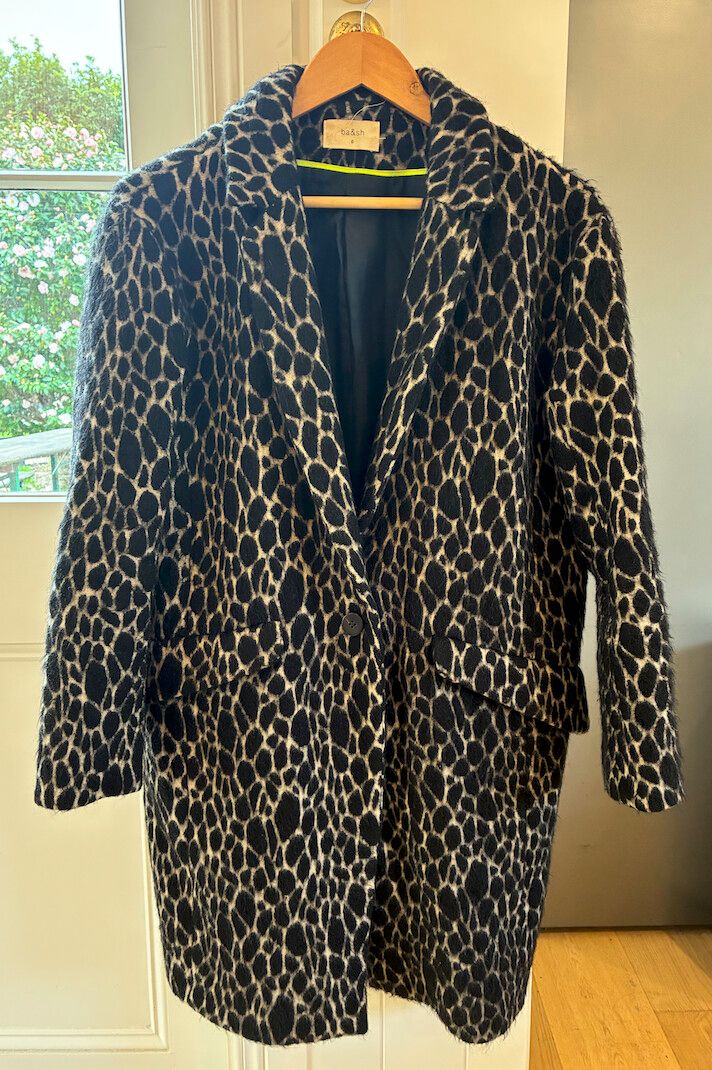 Ba&Sh Black And Beige Leopard Print Coat