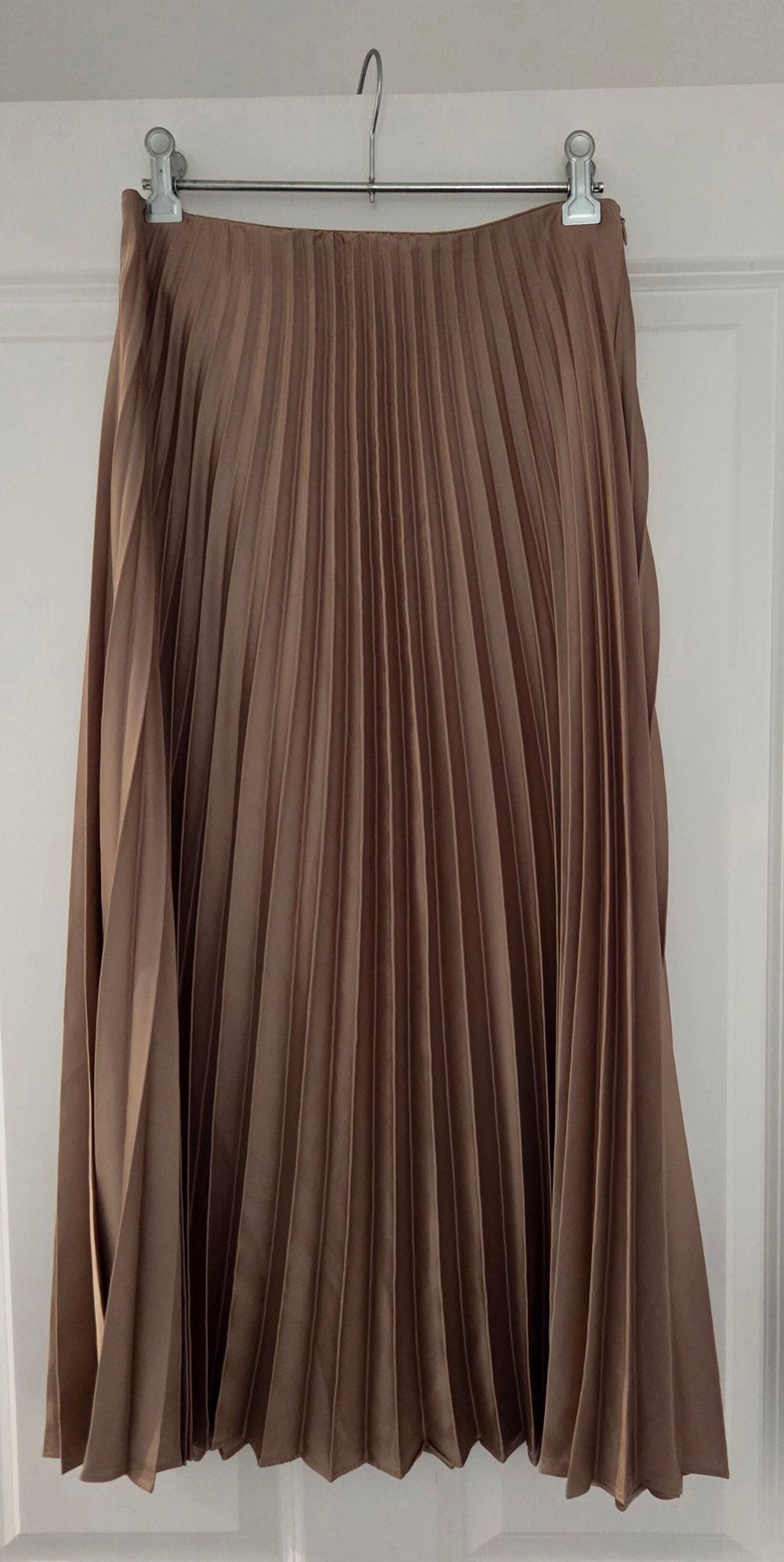 Zara Soft Gold Pleated Midi Skirt