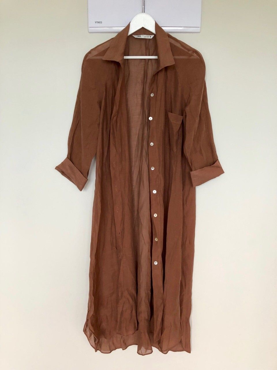 zara brown shirt dress Amanda Lace Trim Maxi Dress in Brown