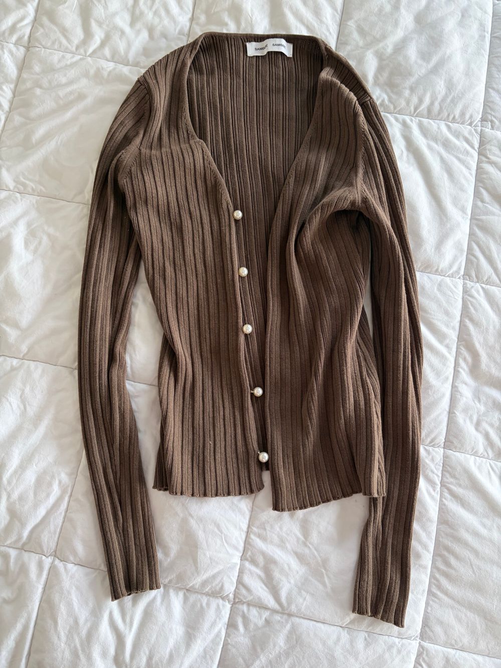 Samsøe Brown Ribbed Knit Top