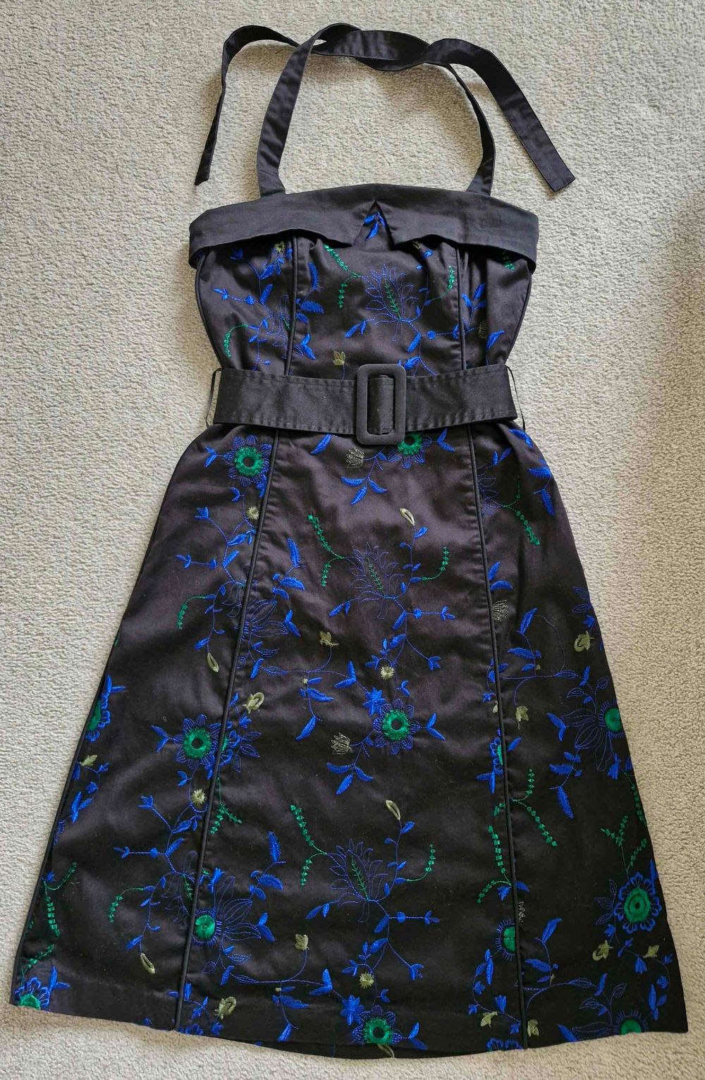 Principals Beautiful Black Embroidered Halter Dress