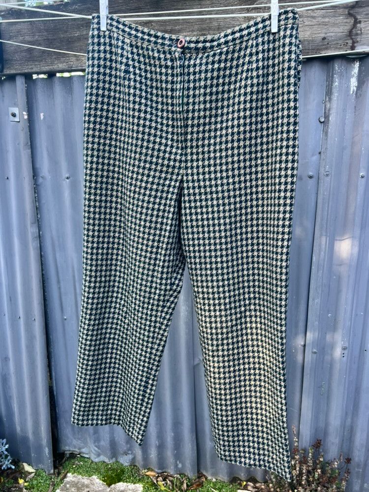 vintage wool houndstooth wide leg pants