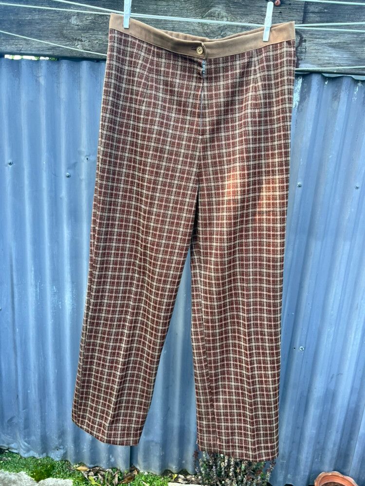 vintage high waist wide leg plaid pants