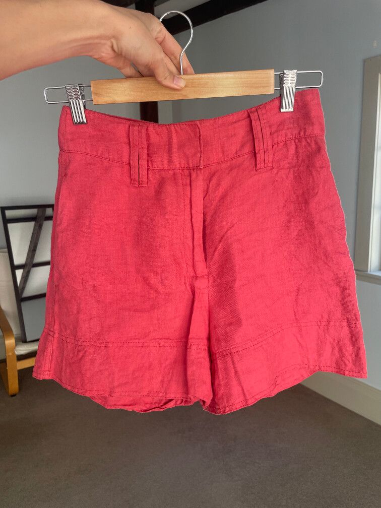 Country Road Redish Organic French Linen Shorts - highwasted