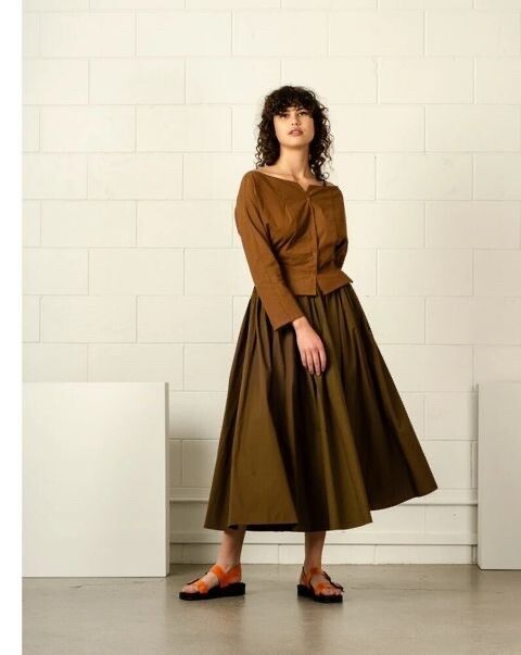 Penny Sage Chestnut Stripe Shirt