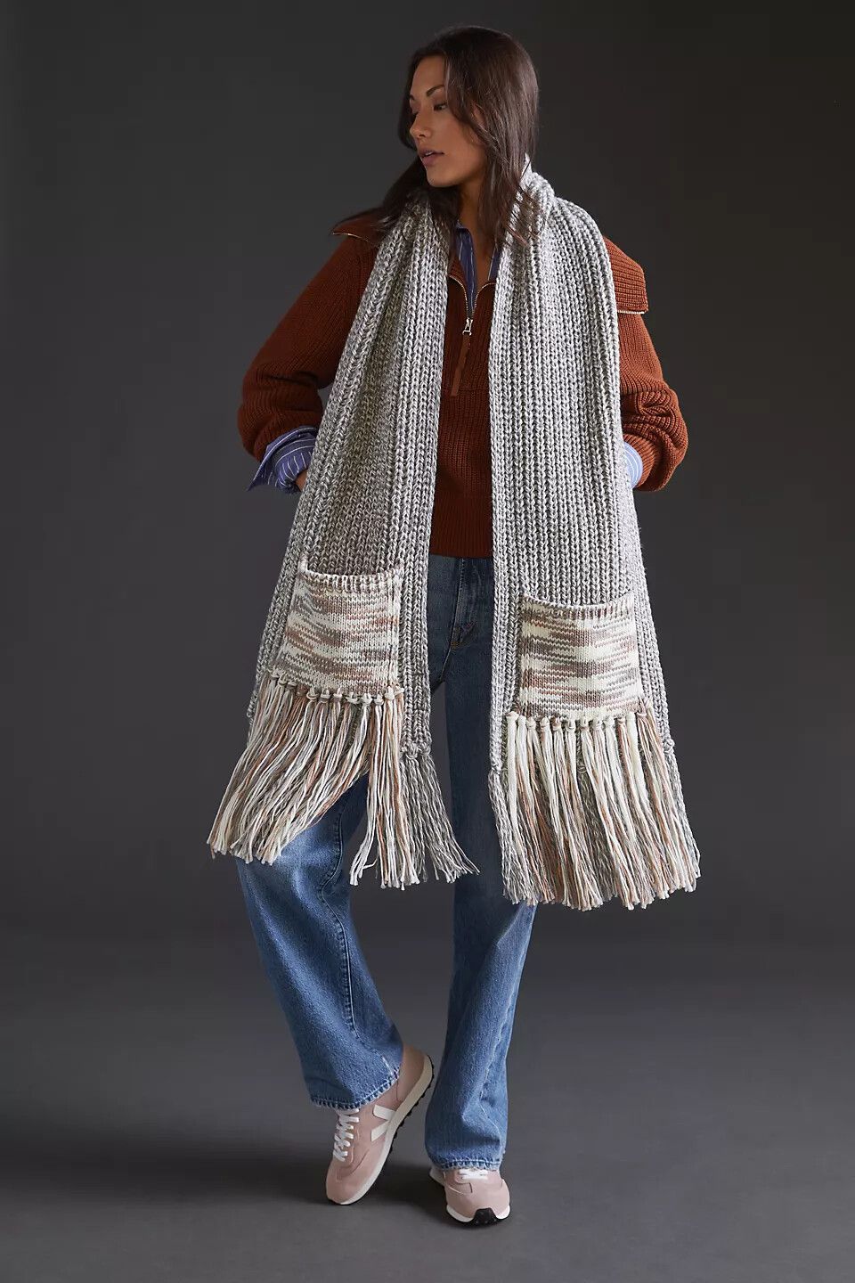 Anthropologie Fringed Pocket Scarf