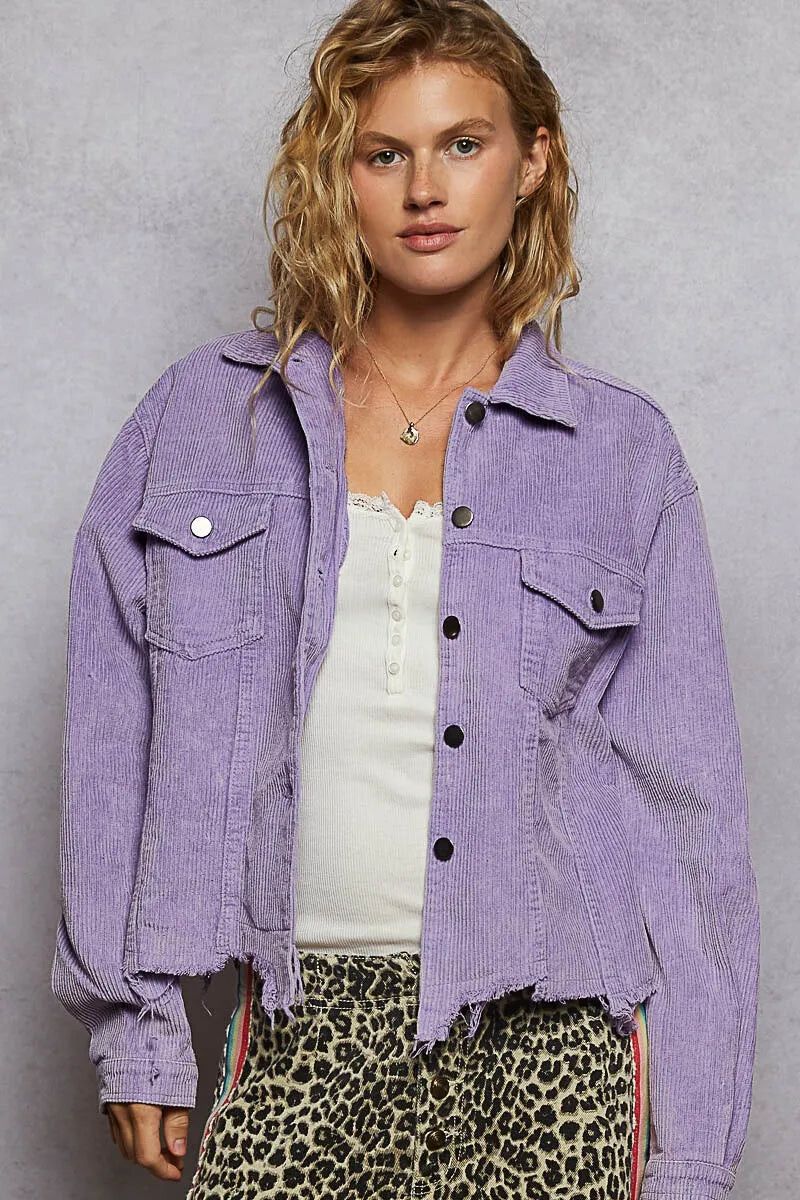 Pol Purple Corduroy Trucker Jacket
