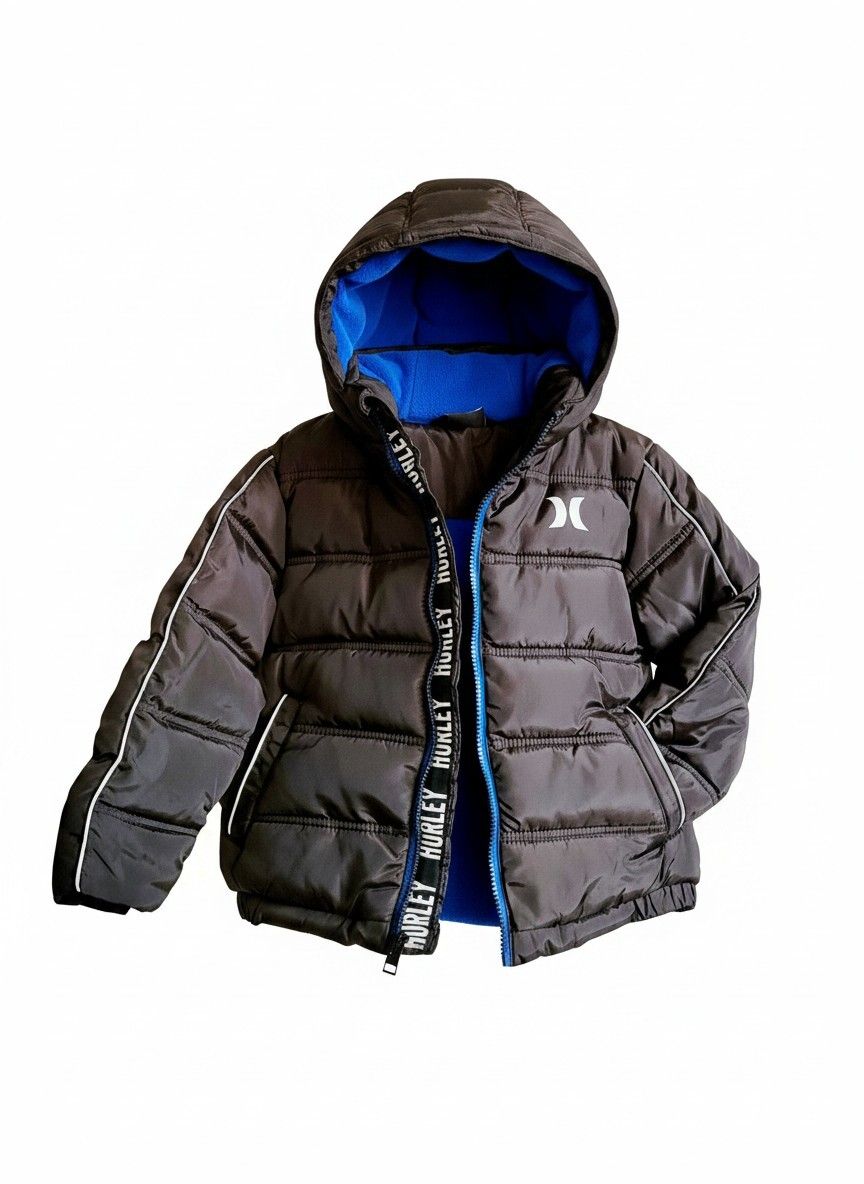 Hurley Black Puffer Jacket kids size 3-4