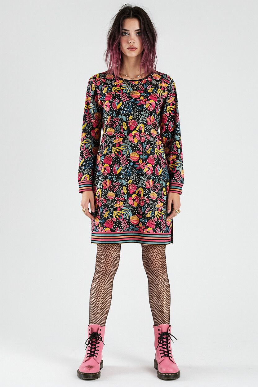 Boboli Abstract Floral Sweatshirt Mini Dress