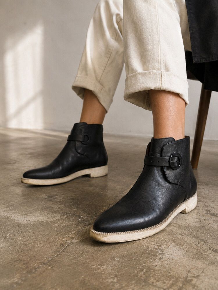 Estilo Emporio Leather Ankle Boots EU41 Black Portugal Made Pointed Toe