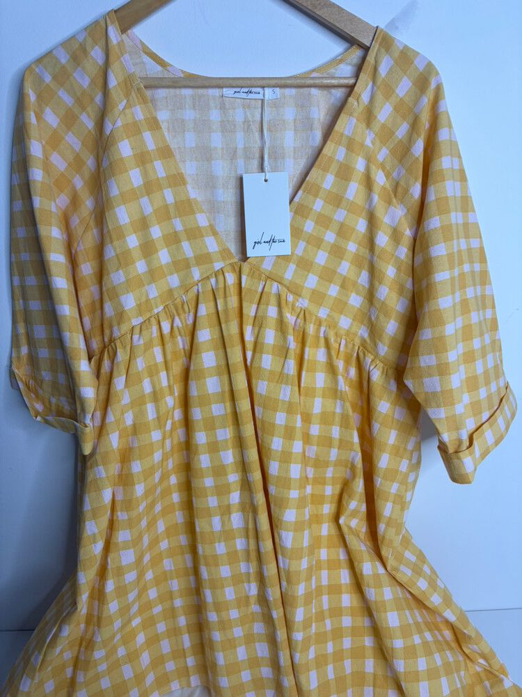 Girl And The Sun Yellow Gingham Dress