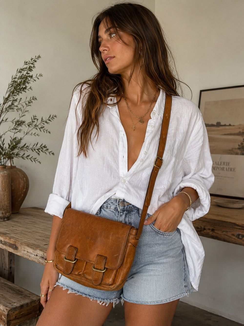 Vintage Oroton Brown Leather Crossbody Bag