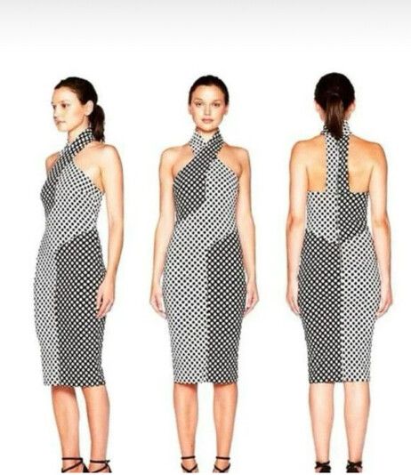 Black Grey Time Rider Dotted Midi Halter Dress