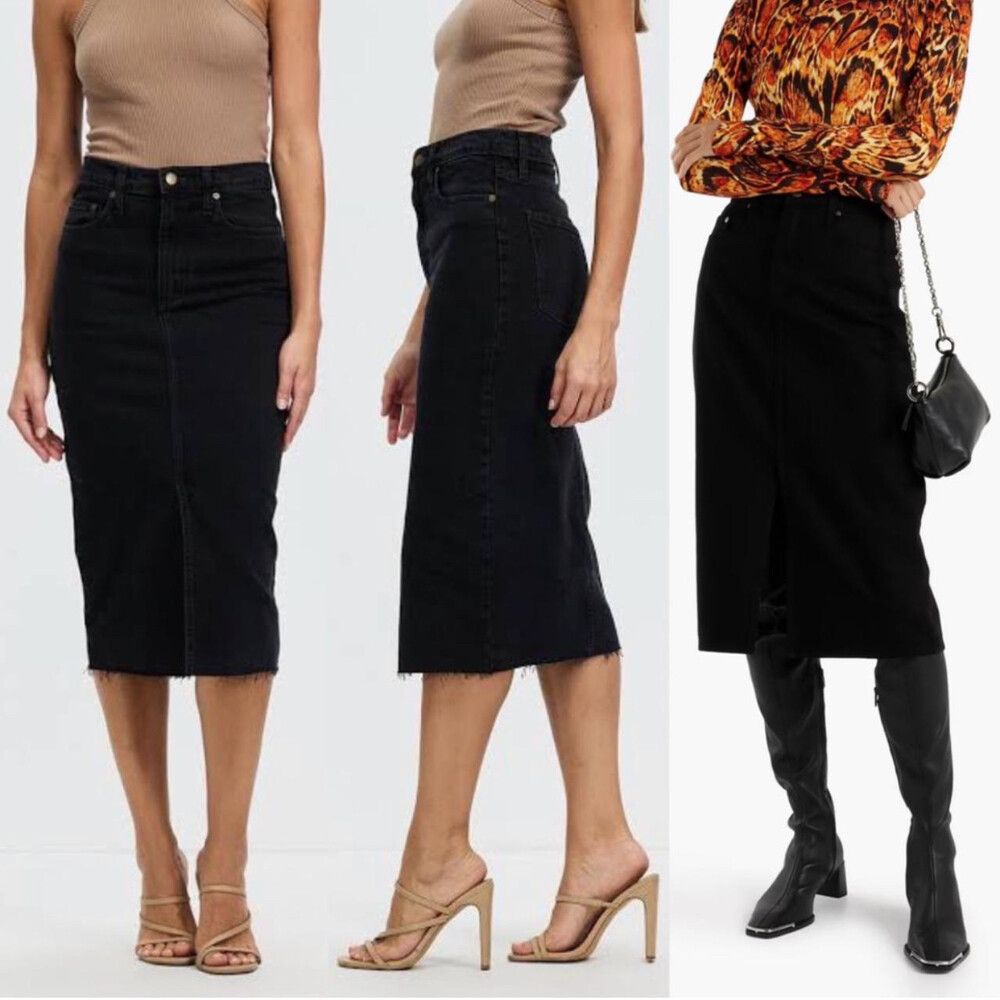 Denim Pencil Skirt Front Slit
