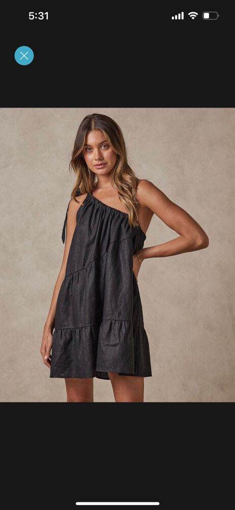 strapless open back dress Aruba Linen One Shoulder Dress