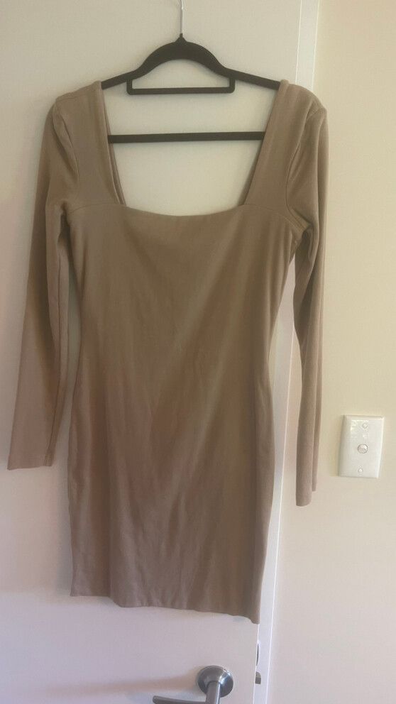 Kookai Tan/ khaki Long Sleeve Dress