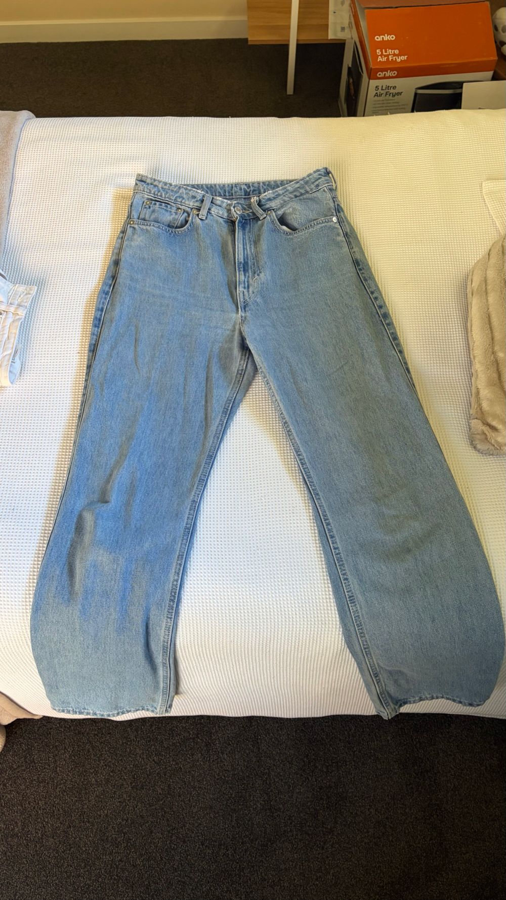 Weekday Blue Rowe Extra High Straight Jeans
