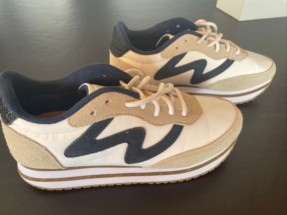 Woden Beige And Navy Sneakers
