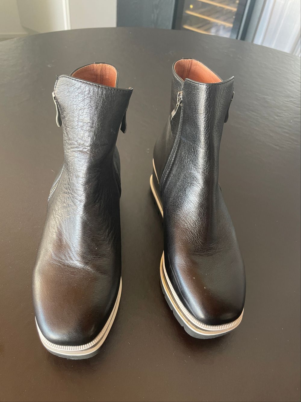 Isabella Anselmi Black Leather Wedge Boots