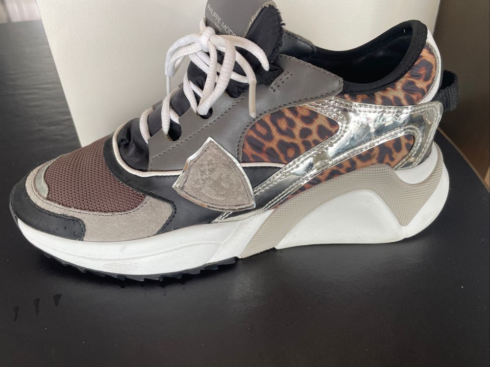 Philippe Model Grey Leopard Print Sneakers