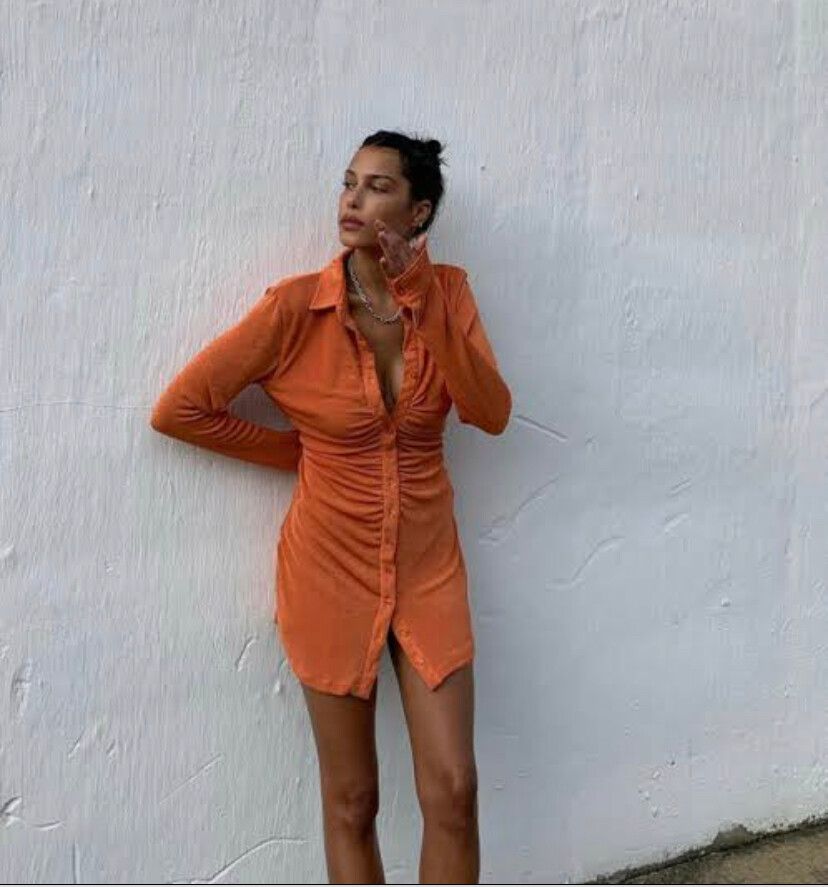 with jean andy dress orange With Jean Andy dress in orange