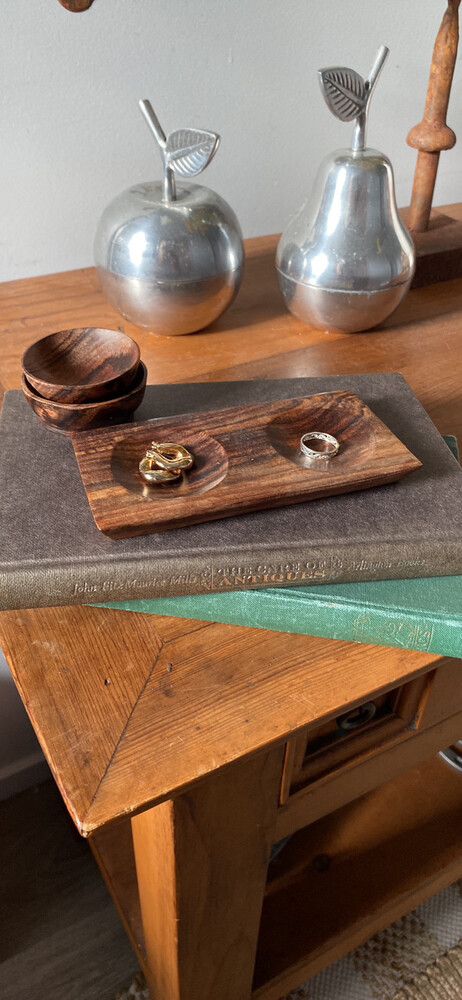 Handcrafted Wooden Jewelry Dish Set – Minimalist Ring + Earring Holder