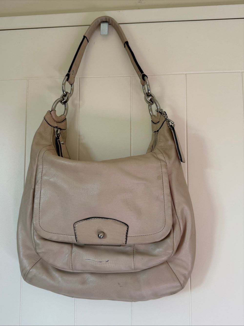 COACH Kristin Ivory Champagne Leather Shoulder Bag