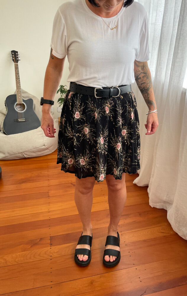 Floral Print Black Skirt