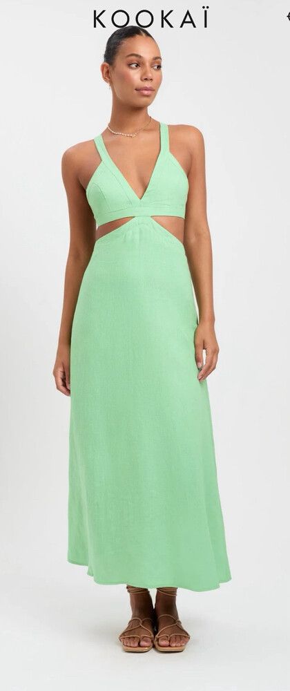 kookai green midi dress Evening Line