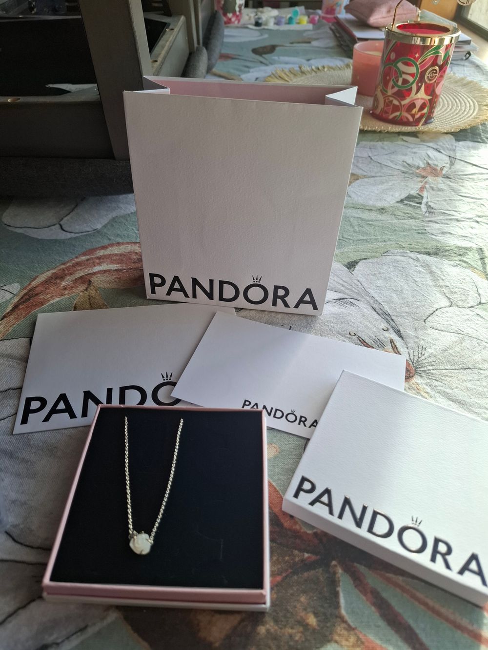Pandora White Rose in Bloom Collier Necklace
