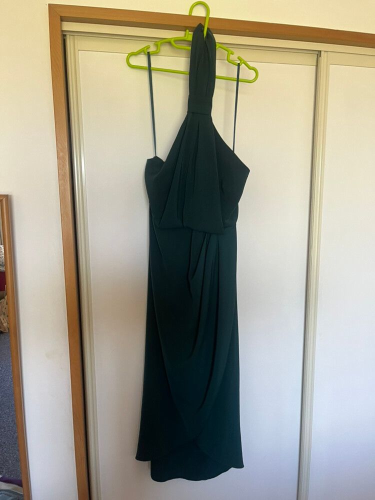 Shona Joy - Halter Knot Midi - Forest Green on Designer Wardrobe
