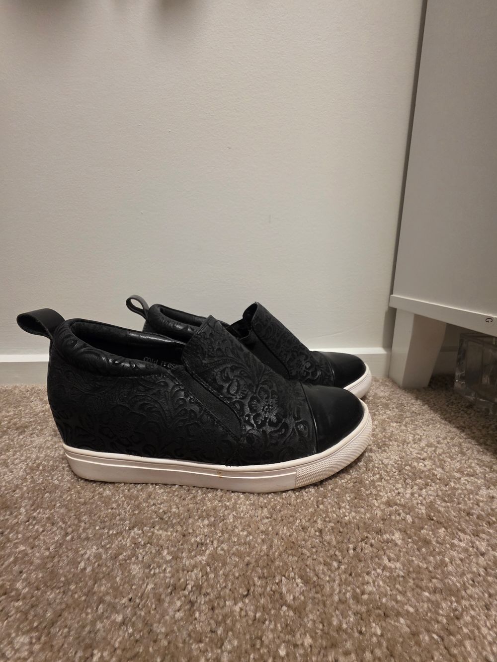 Minx Boutique Black Embossed Wedge Sneakers