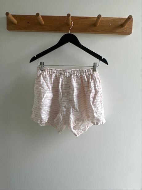 Deiji linen shorts red pinstripe