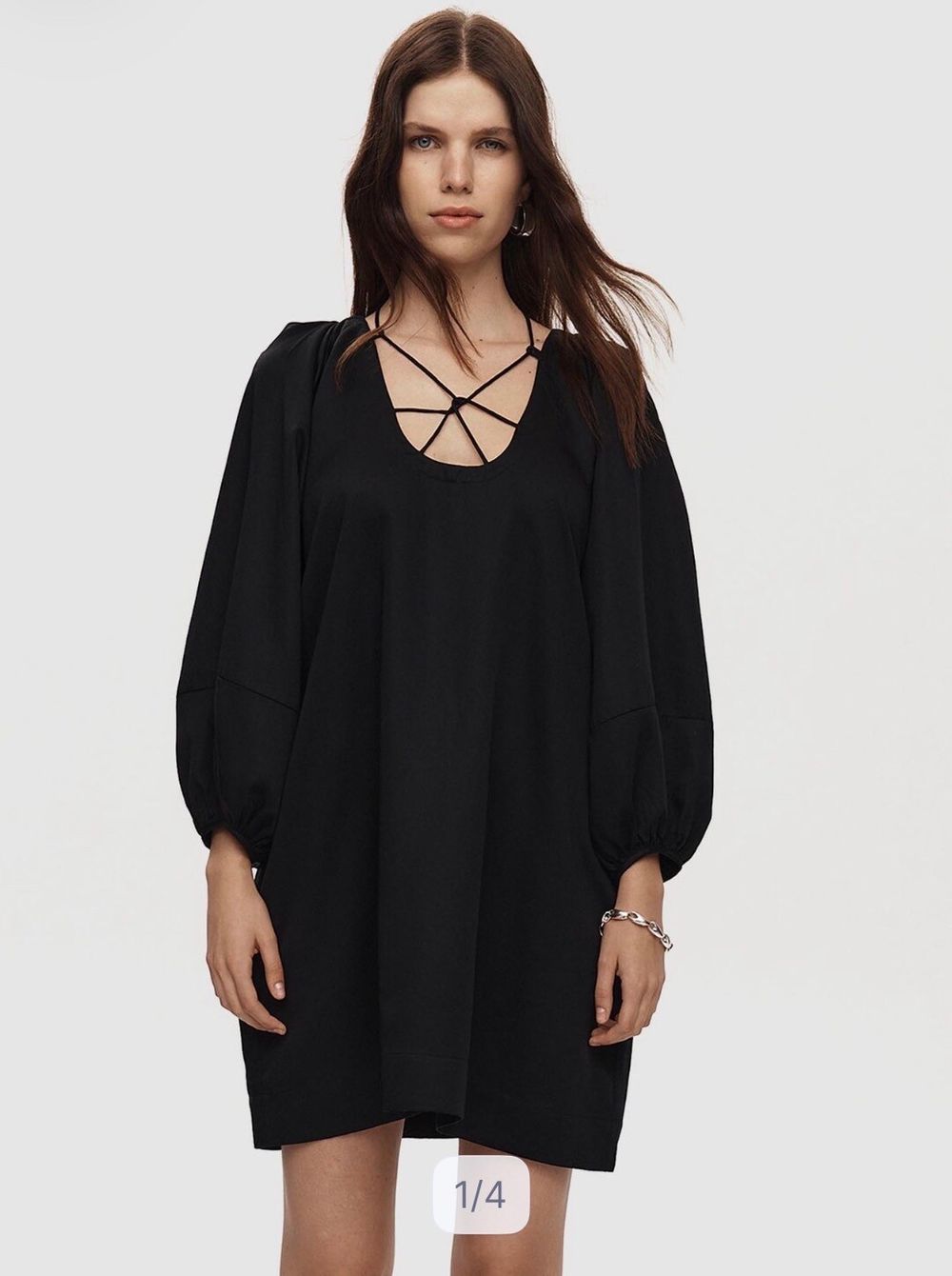 MARLE Black Mini Dress With Cross Strap Neckline