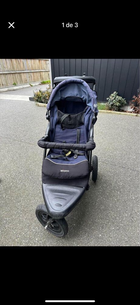 Milano 3 wheel stroller with capsule  Blue