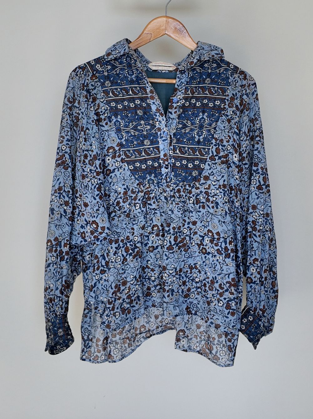 Chloe Blue Printed Cotton Top