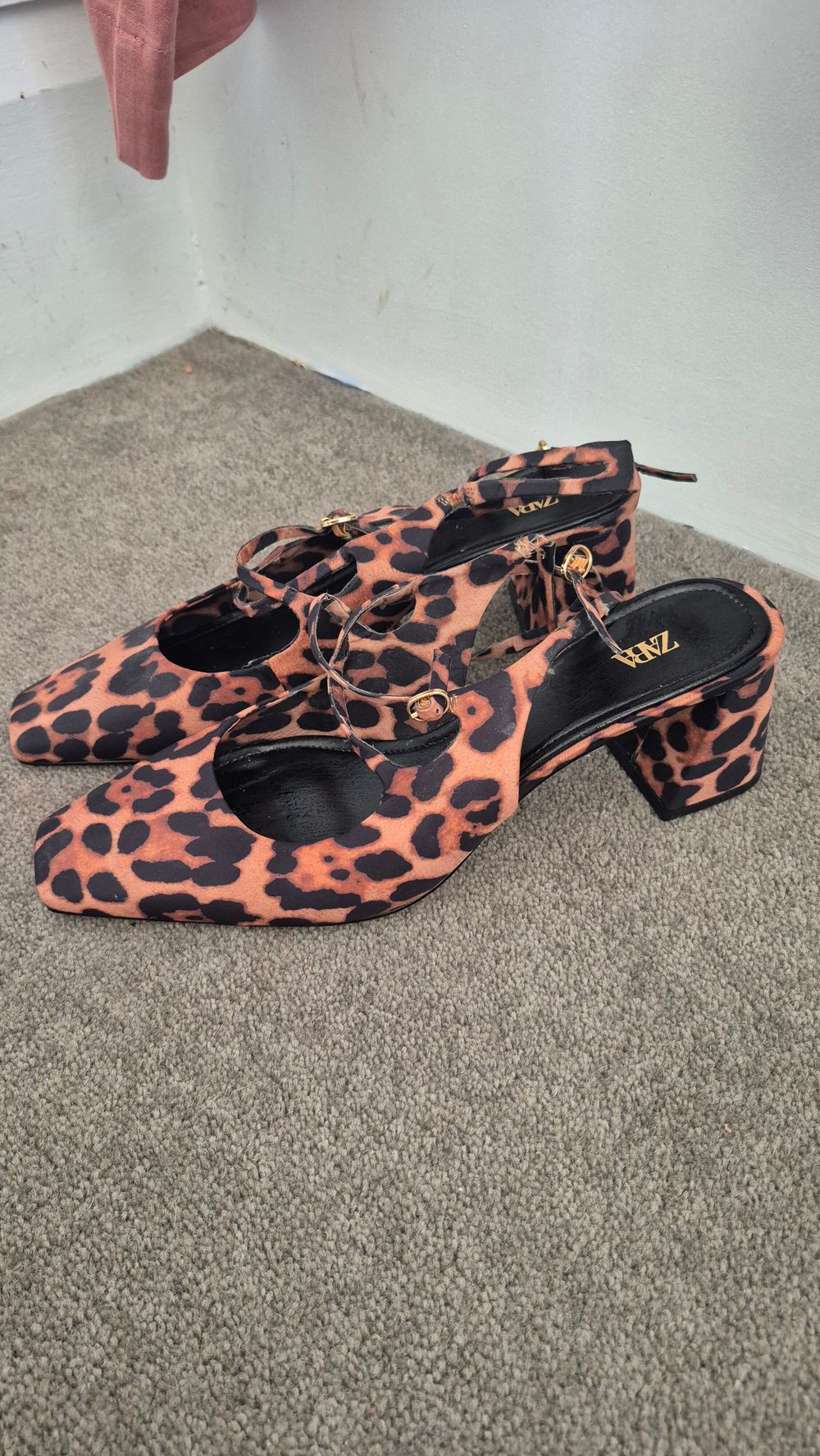 Zara Brown Animal Print Block Heels
