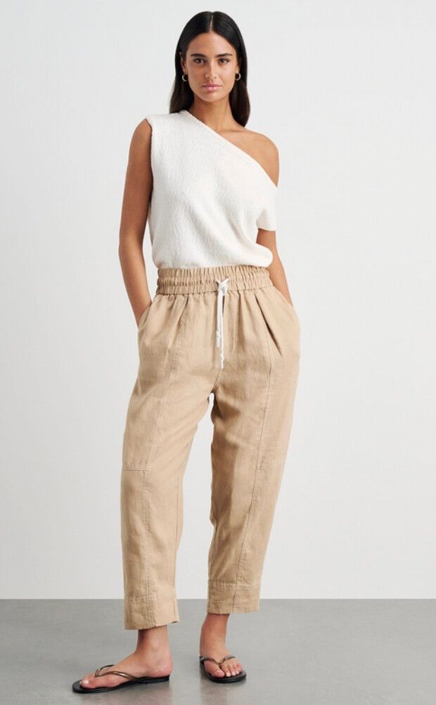 JAG Sbine Linen Pull on Pant - Tan/Beige