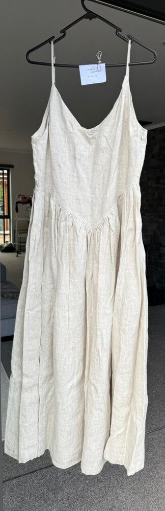 DISSH - LEXI NATURAL LINEN MIDI DRESS on Designer Wardrobe DISSH - LEXI NATURAL LINEN MIDI DRESS on Designer Wardrobe