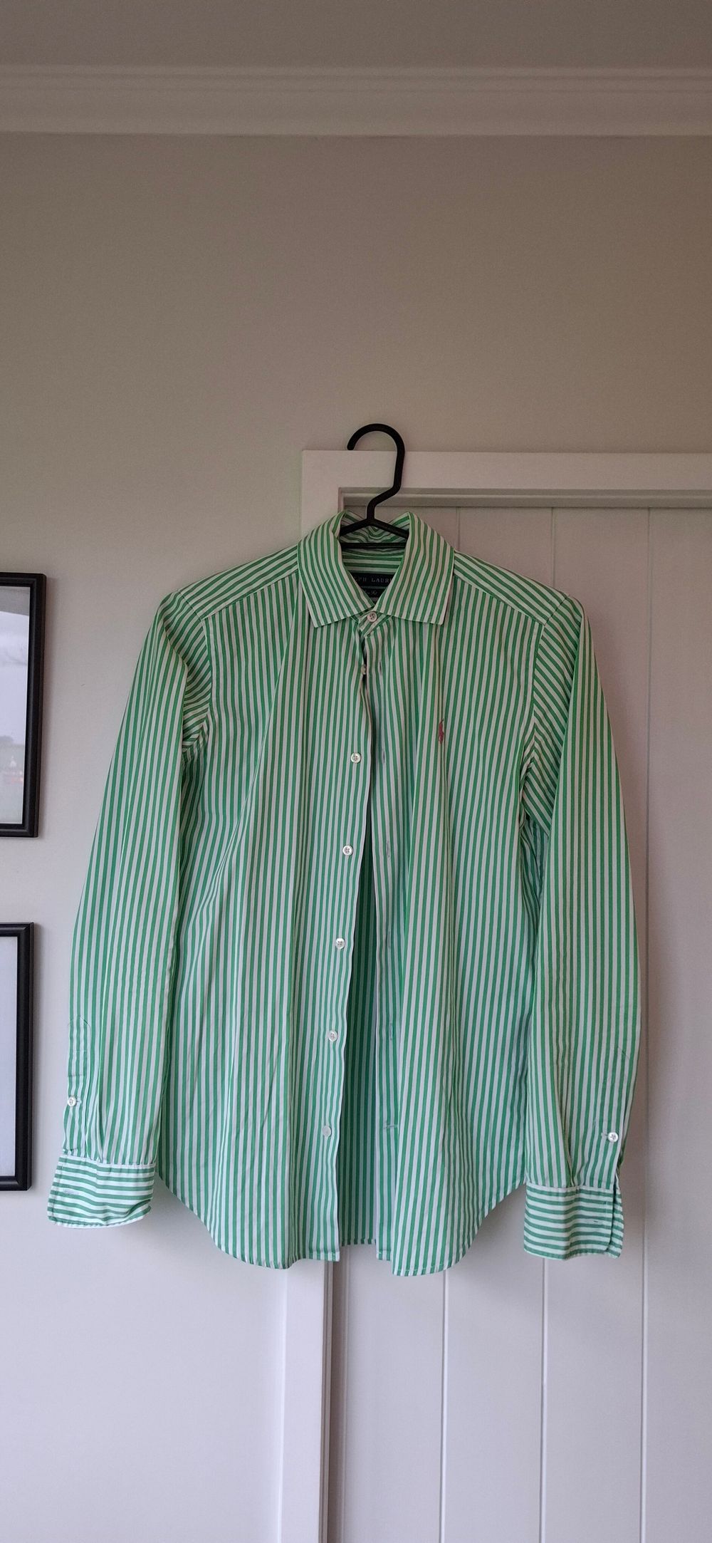 Ralph Lauren Green and White Striped Shirt
