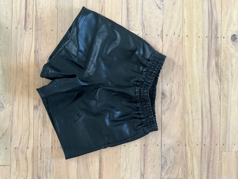 Moochi Black Leather Shorts